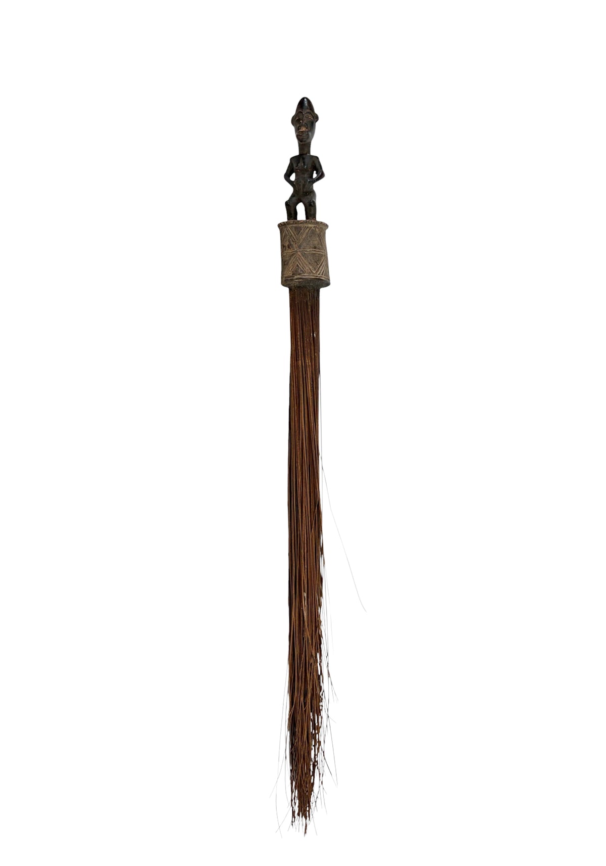 #6604 Vintage  African Baule Materity Broom With Female Figure 29" H