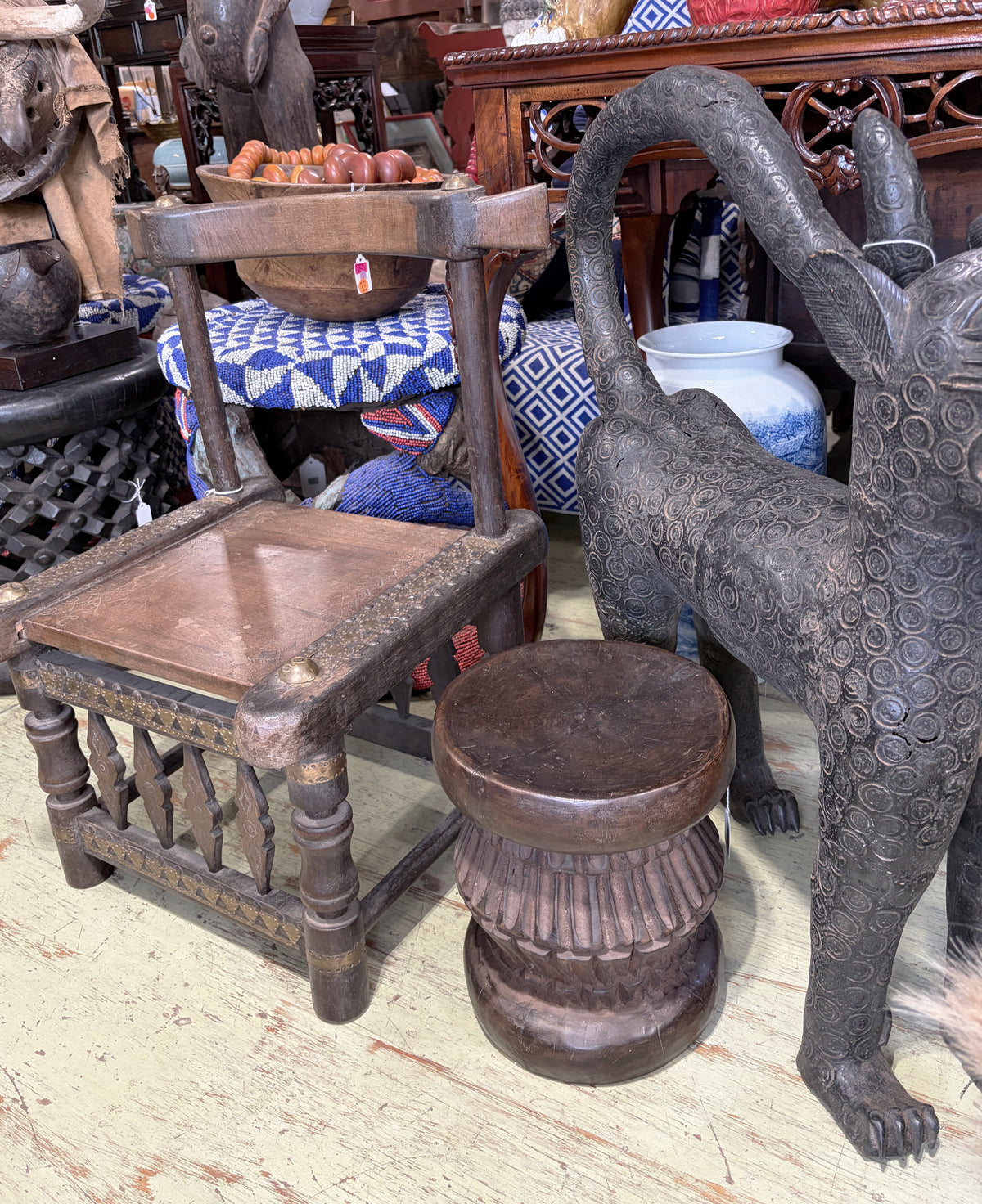 #796 Vintage Tribal Nobility Bamileke  Low Stool/Table Cameroon 11.5" H