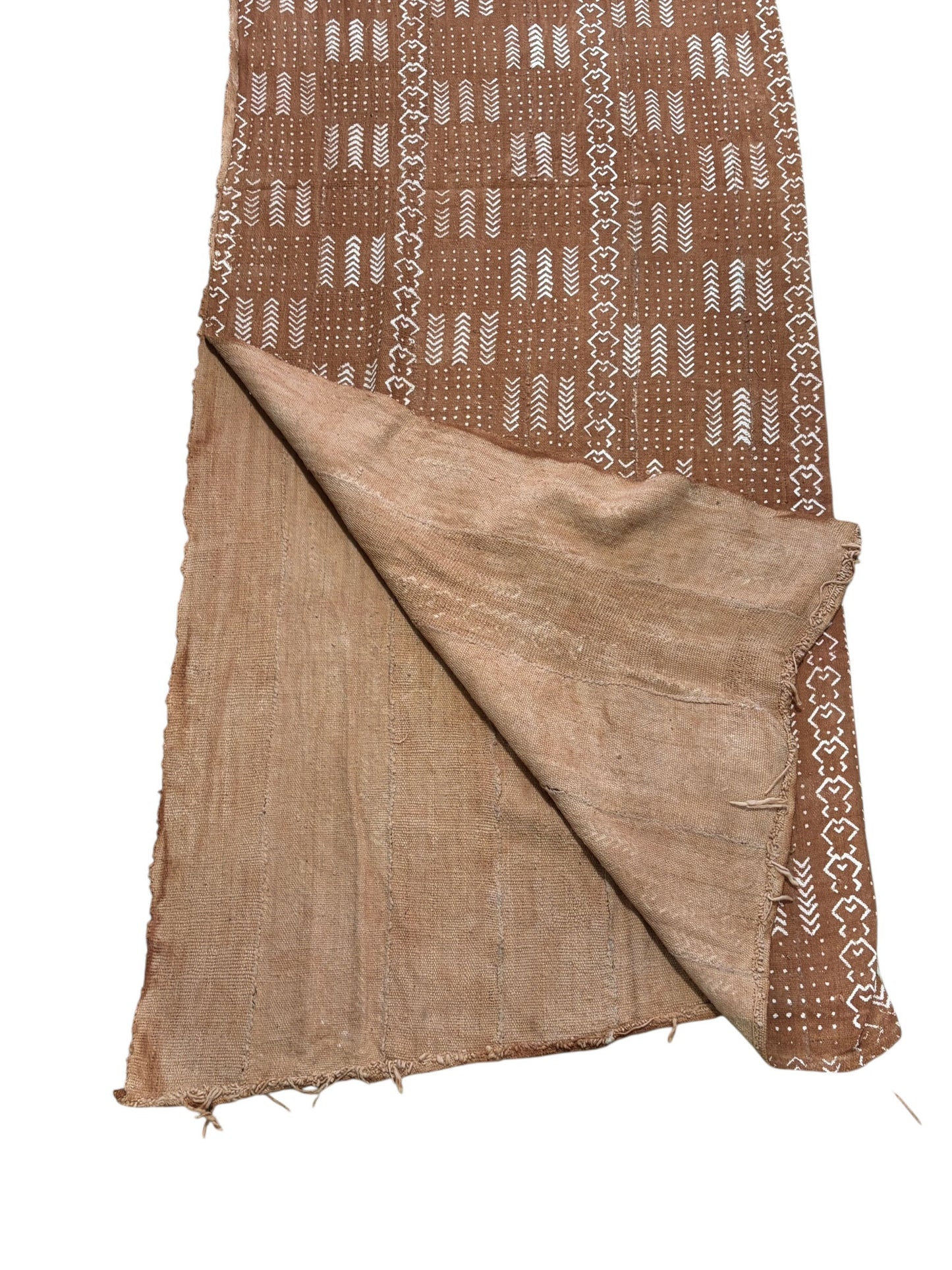 # 186 Lg Vintage Malian Brown  & White Mud Cloth Textile 87"