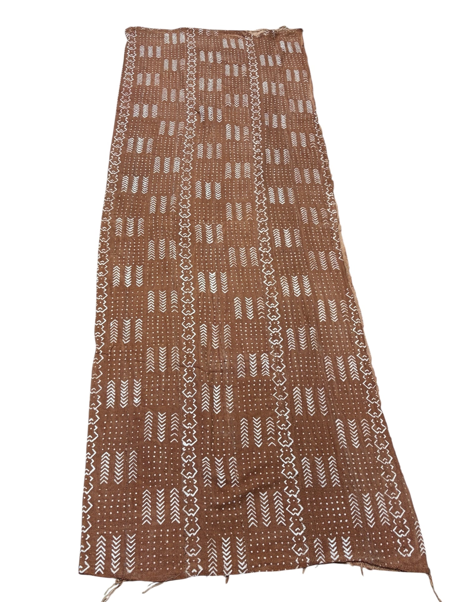 # 186 Lg Vintage Malian Brown  & White Mud Cloth Textile 87"