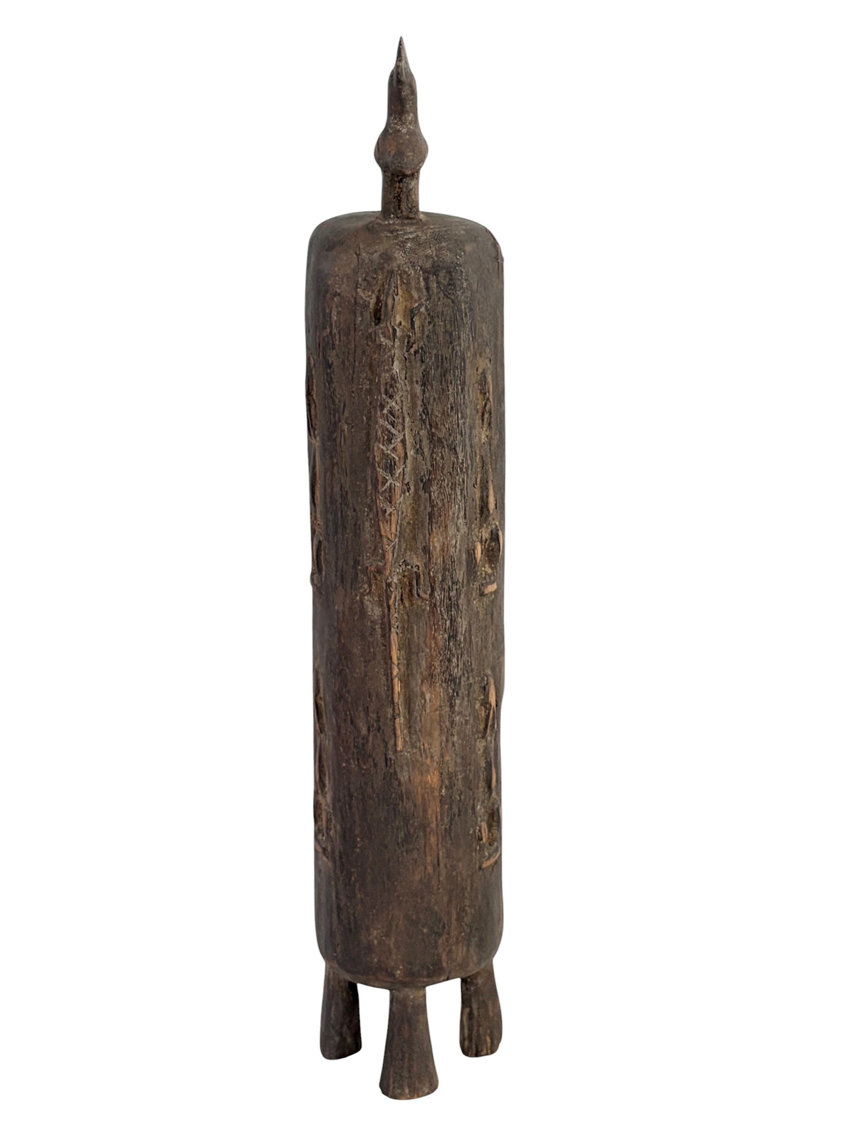 #1301 Vintage Unique Dogon Hand Carved Wooden  Box Mali 17.5" H