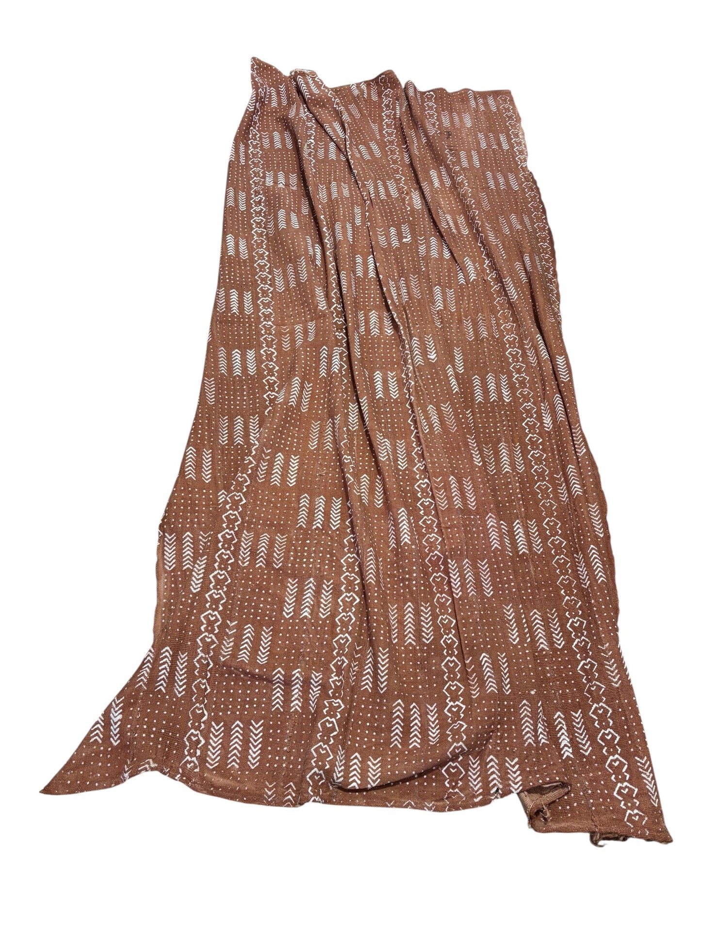 # 186 Lg Vintage Malian Brown  & White Mud Cloth Textile 87"