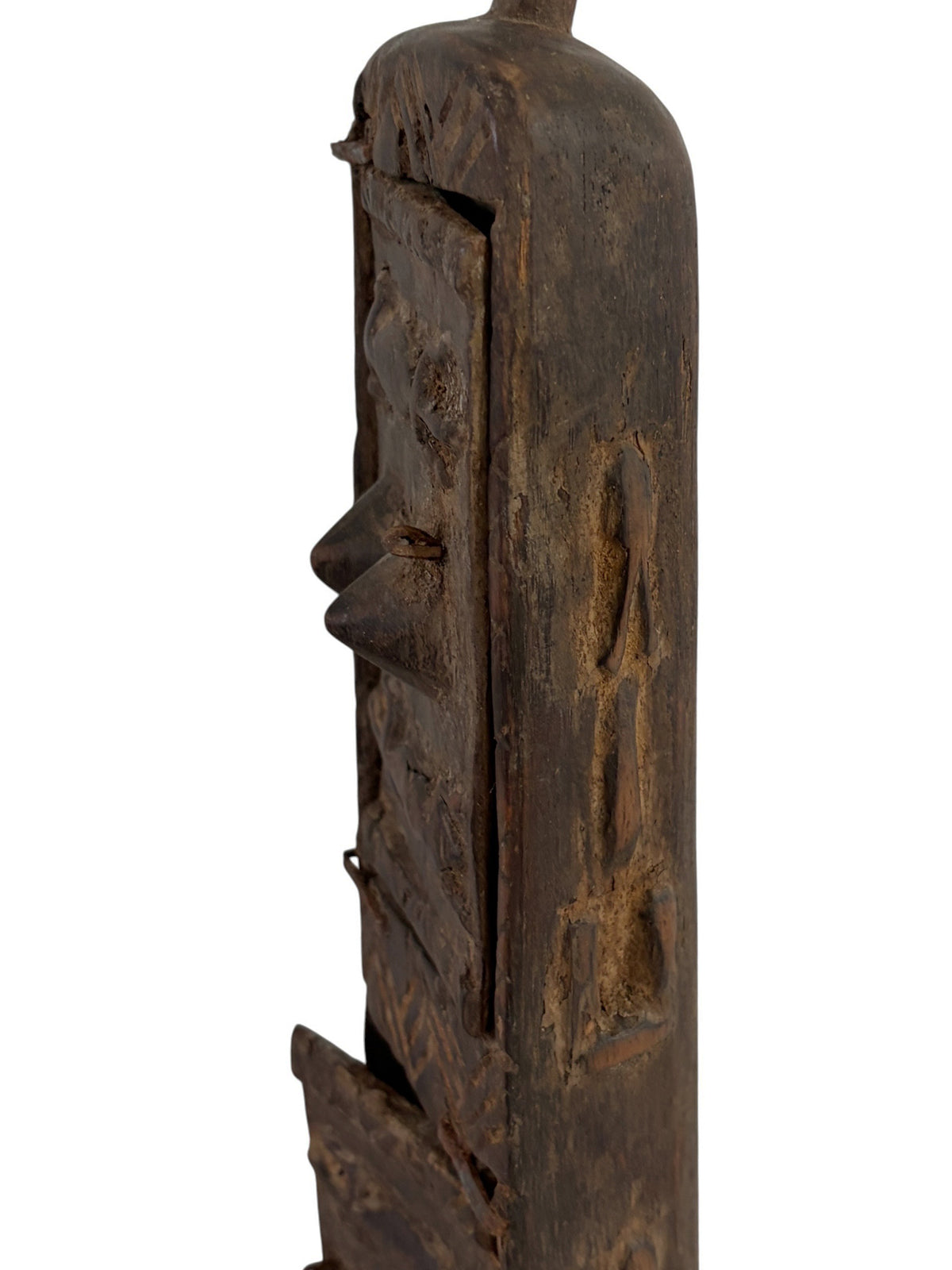 #1301 Vintage Unique Dogon Hand Carved Wooden  Box Mali 17.5" H