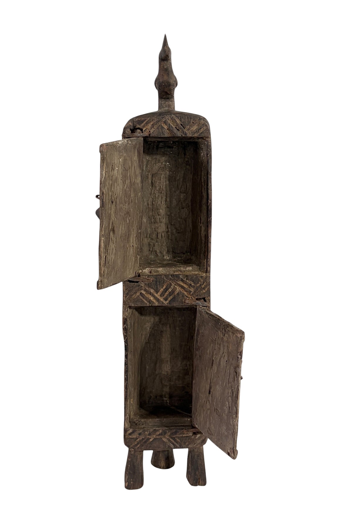 #1301 Vintage Unique Dogon Hand Carved Wooden  Box Mali 17.5" H