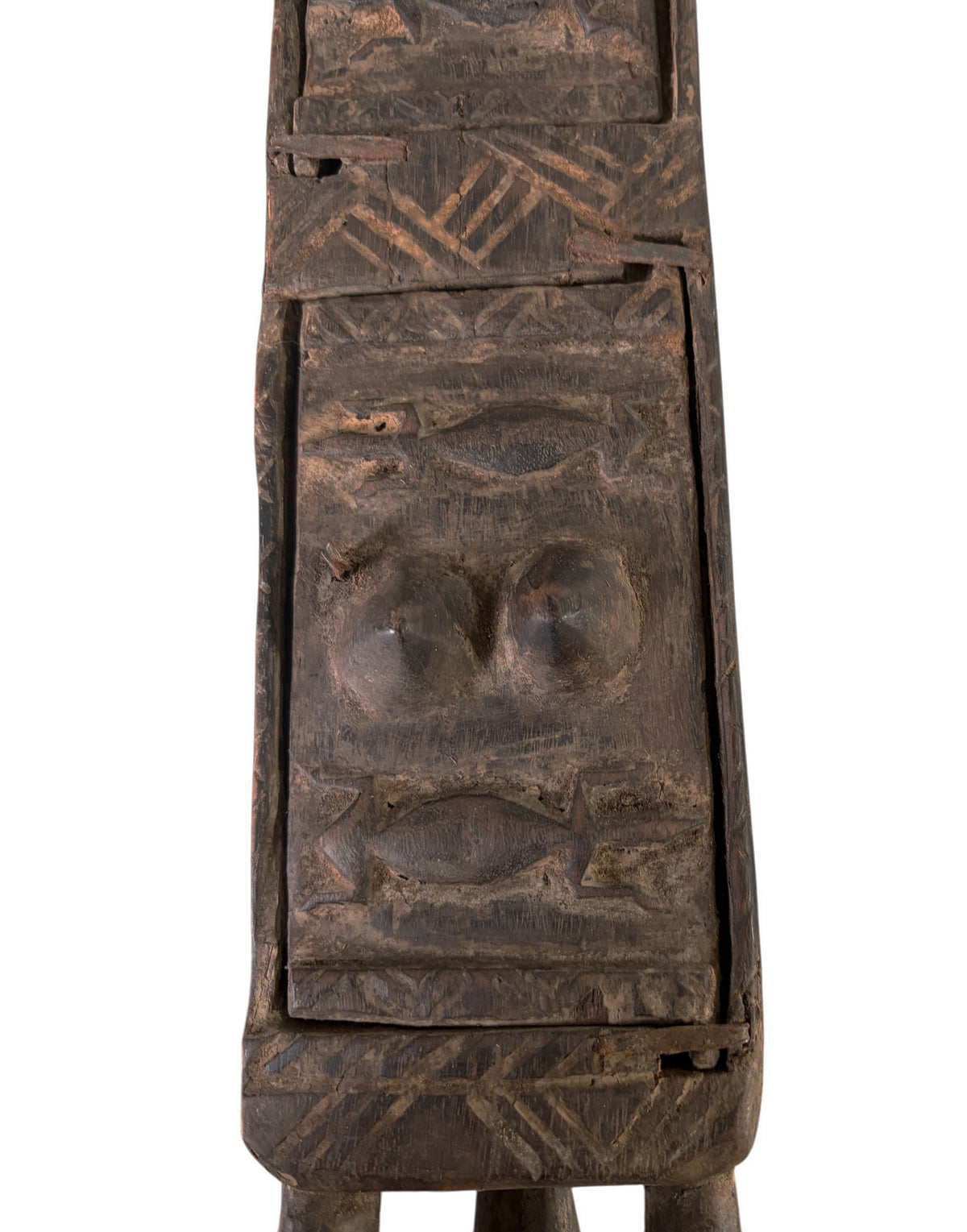 #1301 Vintage Unique Dogon Hand Carved Wooden  Box Mali 17.5" H
