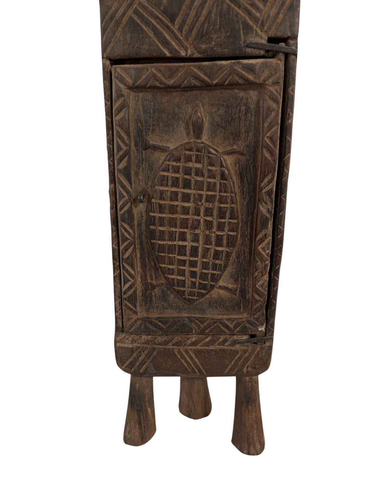 #13012 Lg Vintage Unique Dogon Hand Carved Wooden  Box Mali 27" H