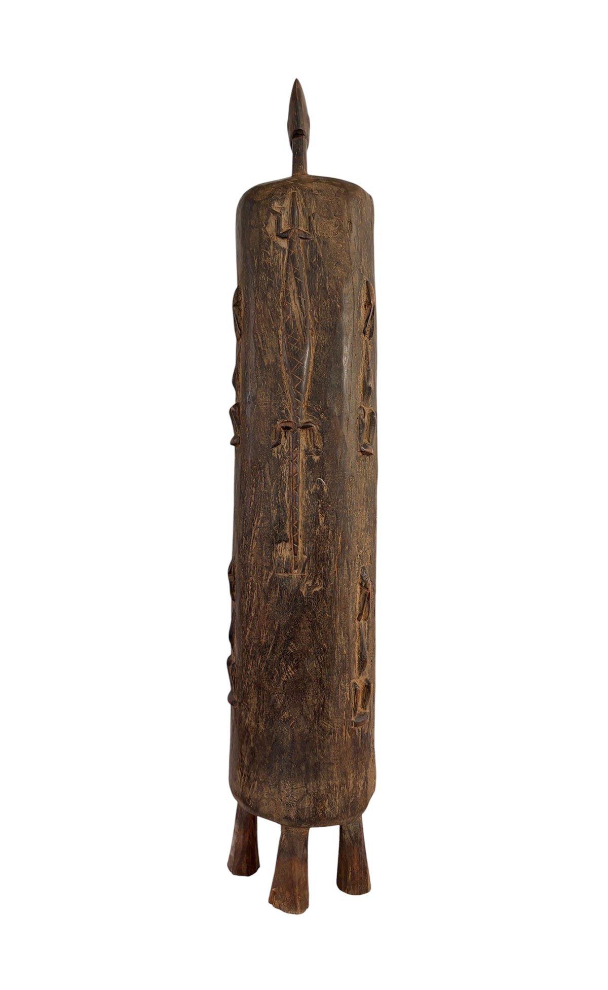 #13012 Lg Vintage Unique Dogon Hand Carved Wooden  Box Mali 27" H