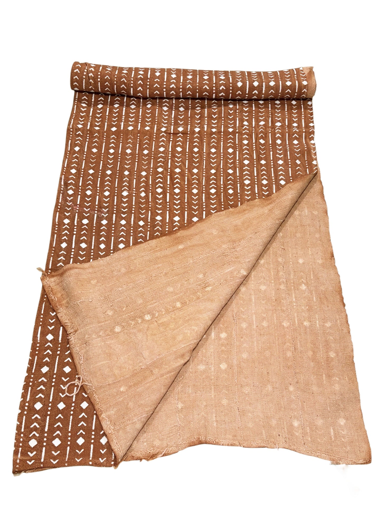 # 188 Lg Vintage Malian Brown  & White Mud Cloth Textile 86"