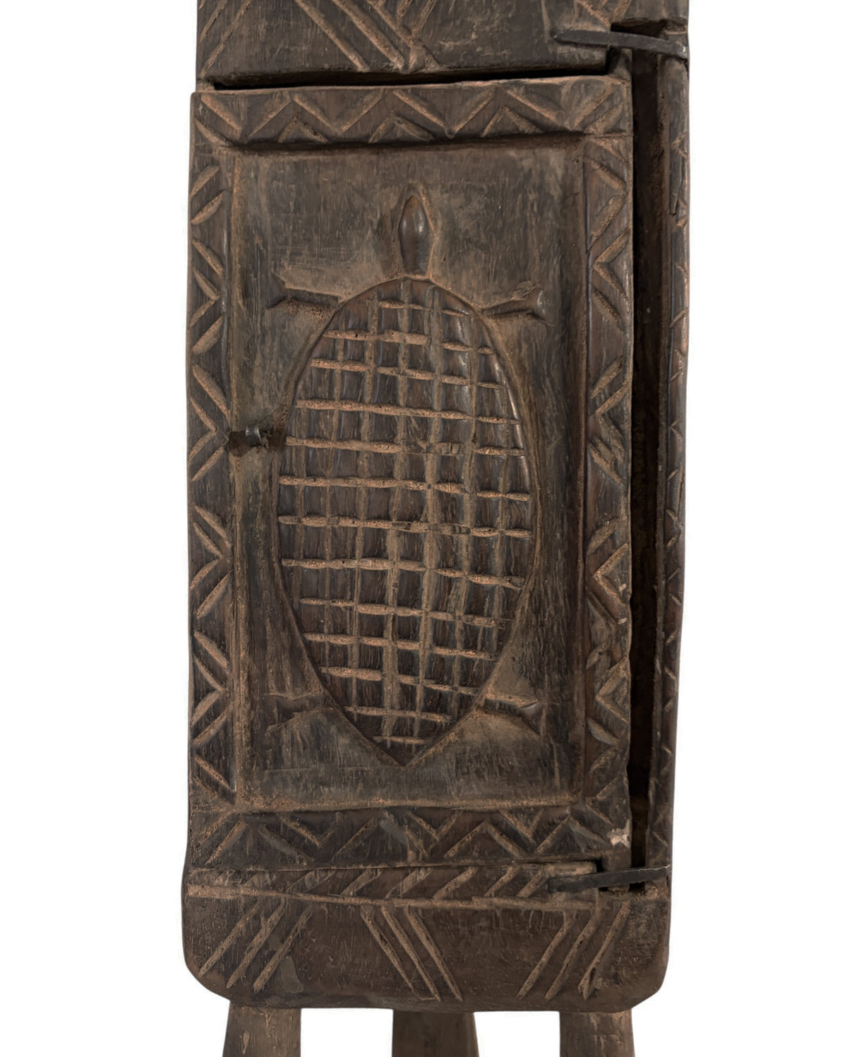#13012 Lg Vintage Unique Dogon Hand Carved Wooden  Box Mali 27" H