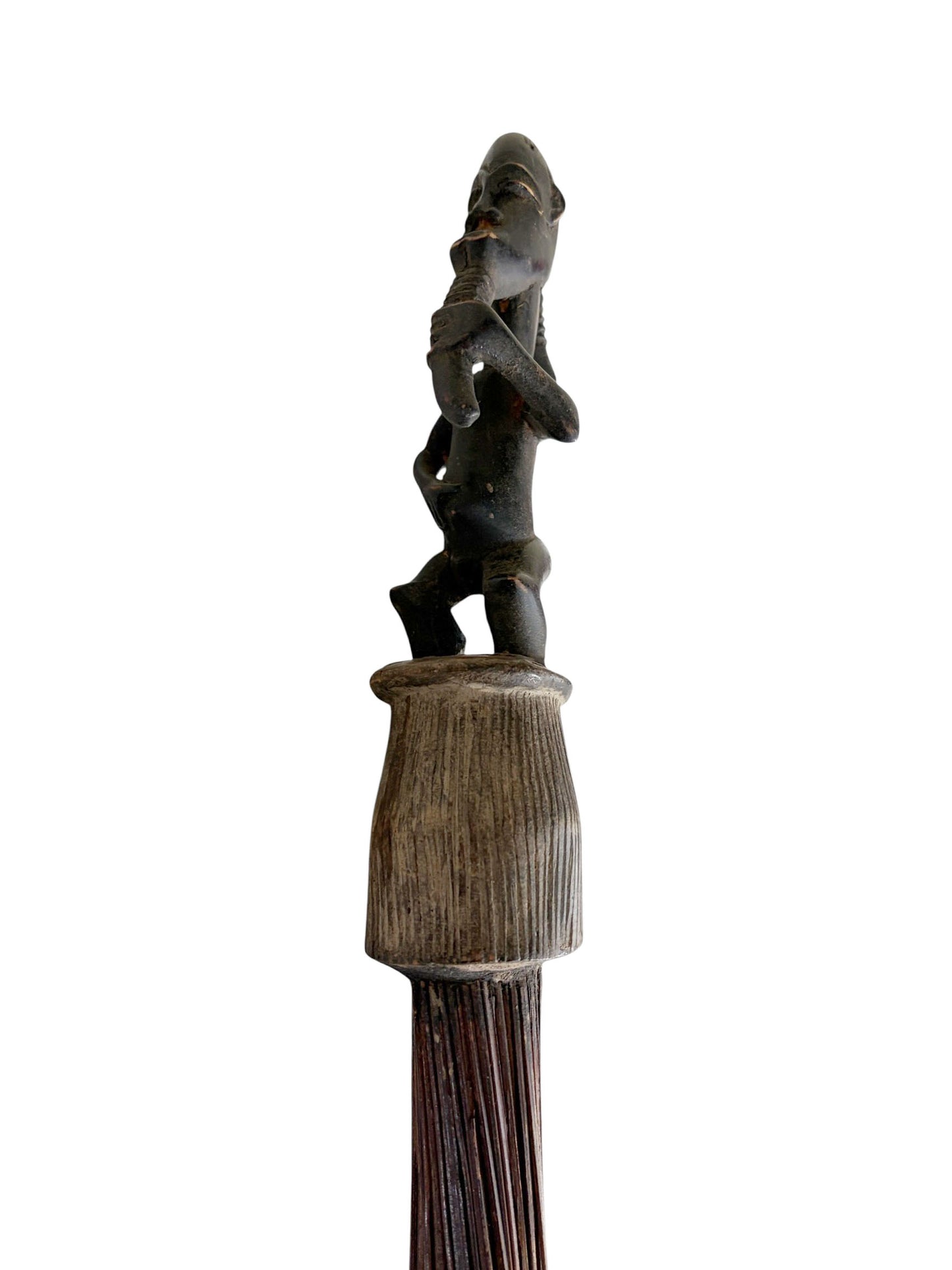 #182 Vintage African Baule Broom With standing  Figure 28" H