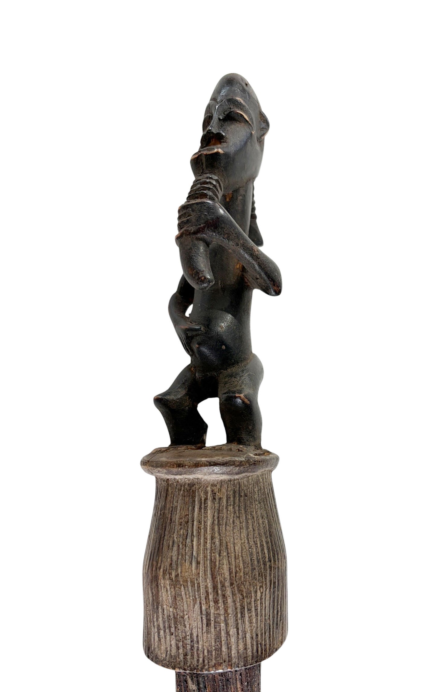 #182 Vintage African Baule Broom With standing  Figure 28" H