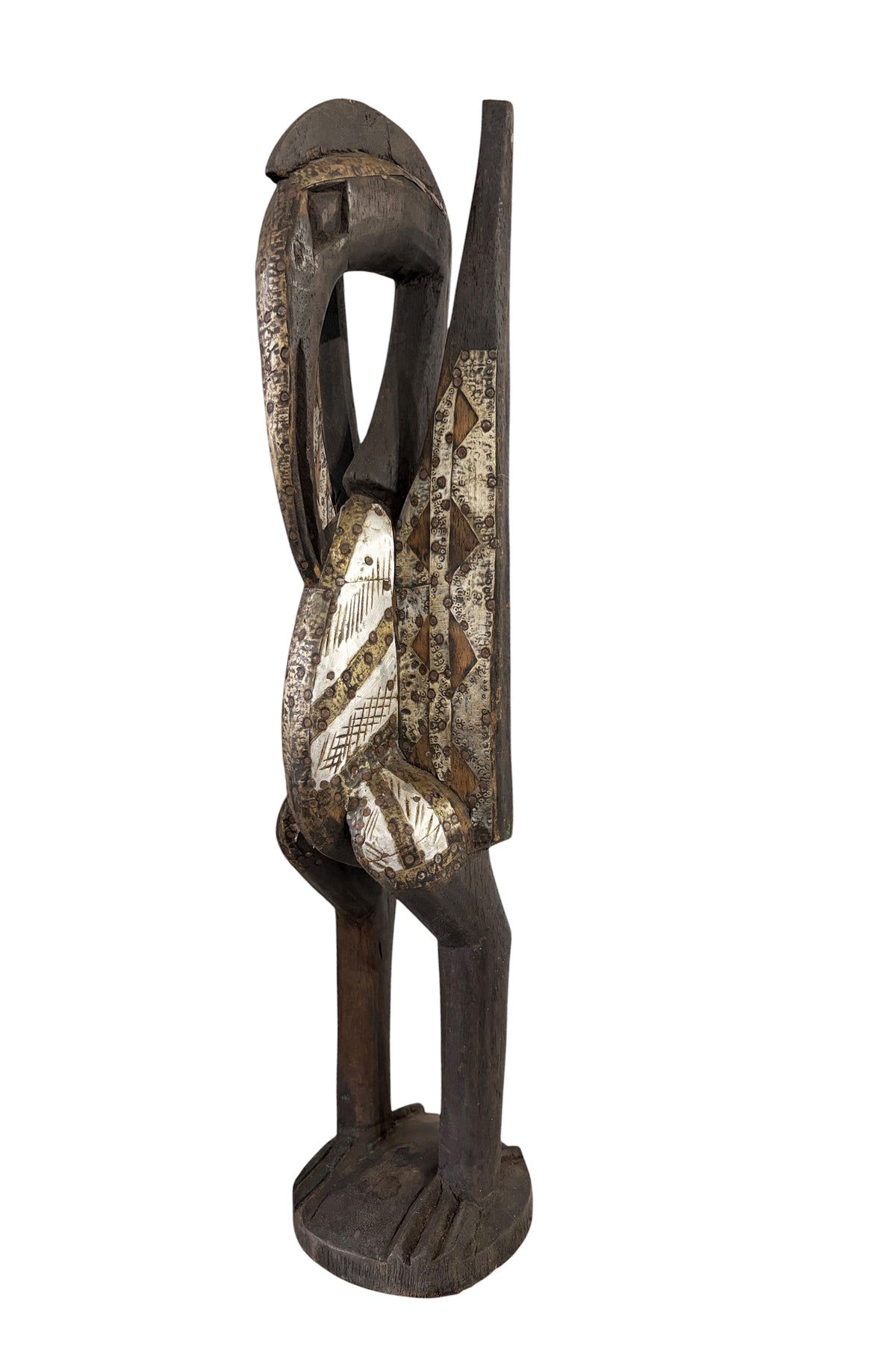 #1304 Vintage  Sculpture of Senufo Bird Statue Cote d'Ivoire 24" H