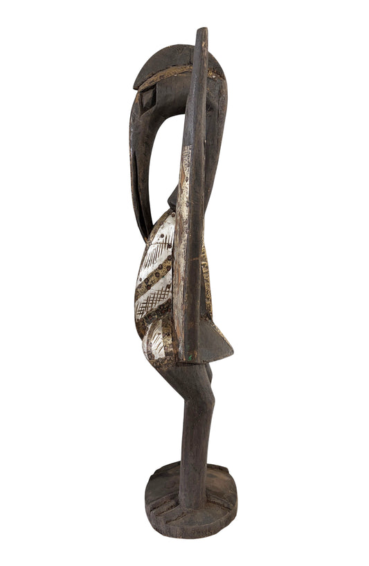 #1304 Vintage  Sculpture of Senufo Bird Statue Cote d'Ivoire 24" H