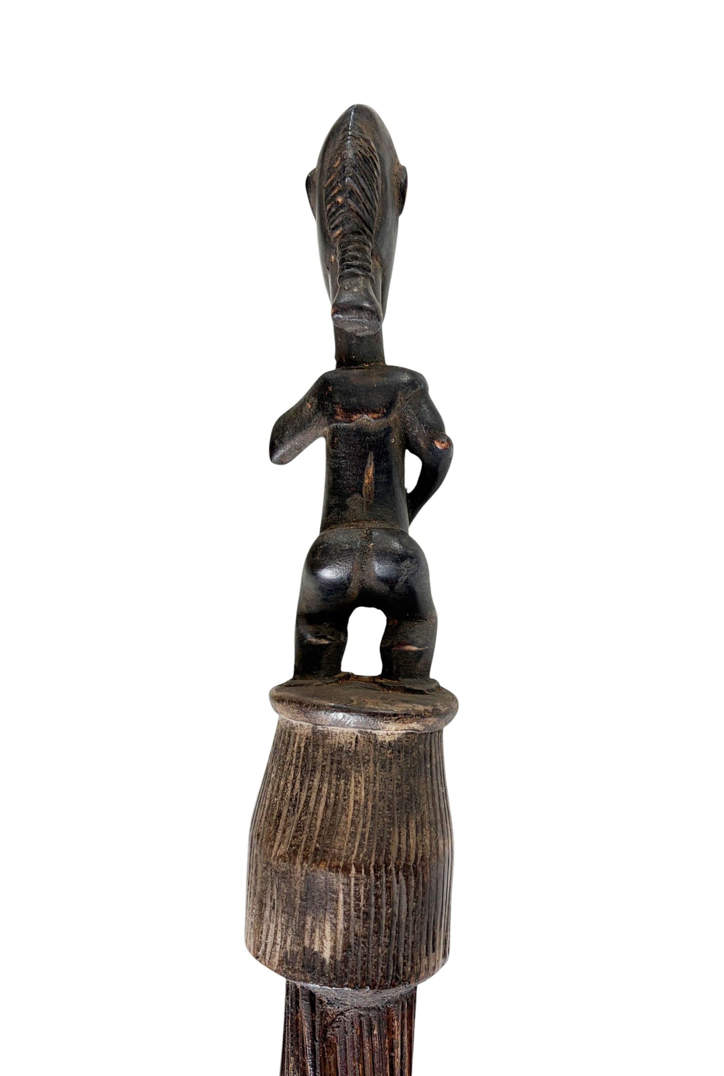 #182 Vintage African Baule Broom With standing  Figure 28" H