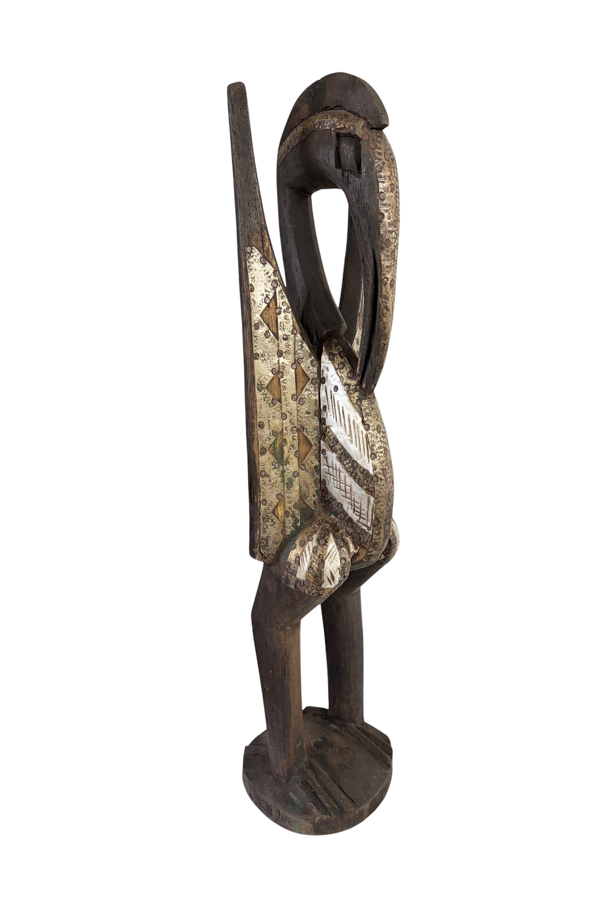 #1304 Vintage  Sculpture of Senufo Bird Statue Cote d'Ivoire 24" H