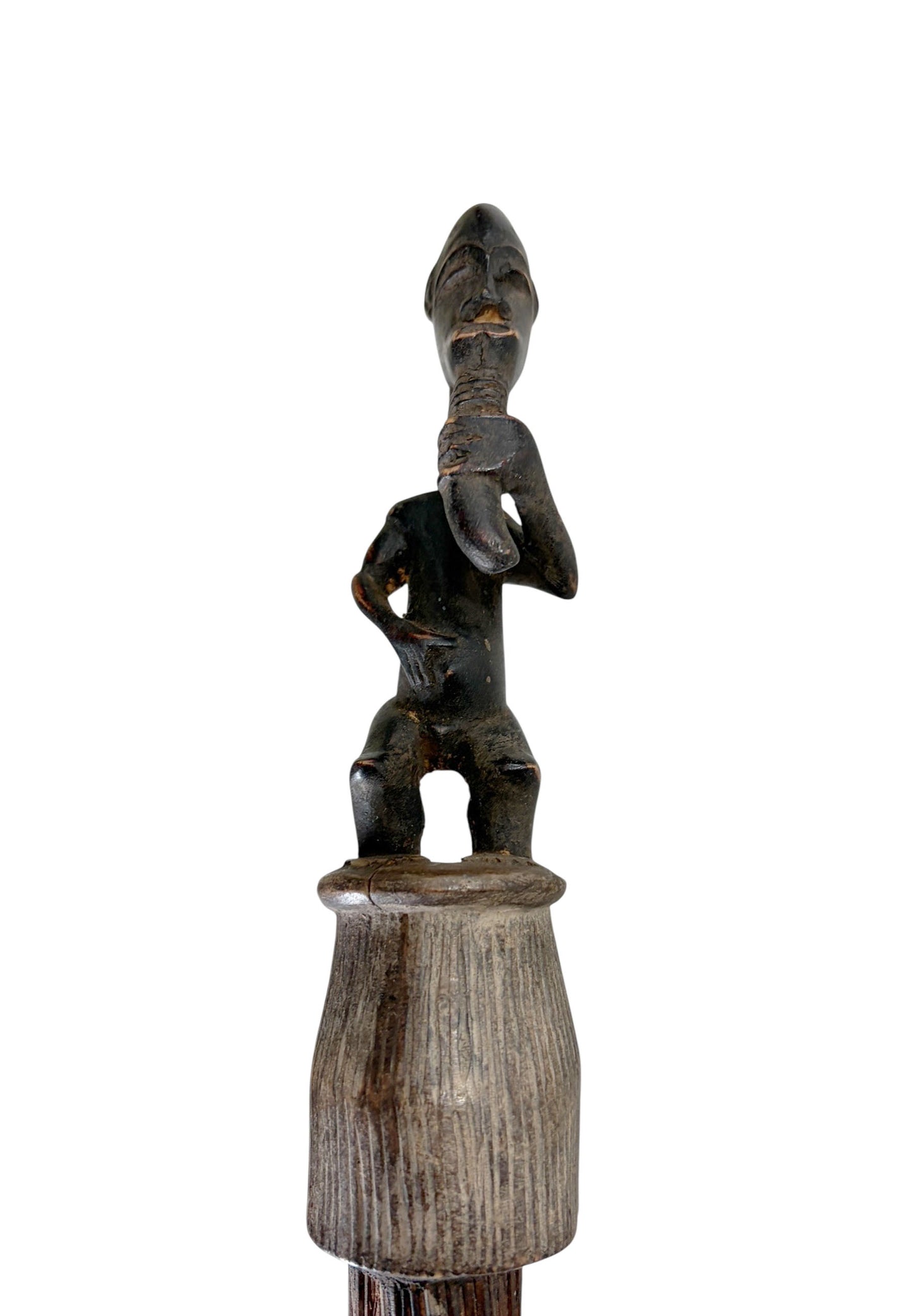 #182 Vintage African Baule Broom With standing  Figure 28" H