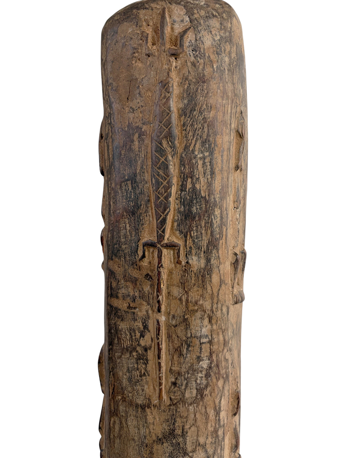 #1305 Lg Vintage Unique Dogon Hand Carved Wooden  Box Mali 25" H