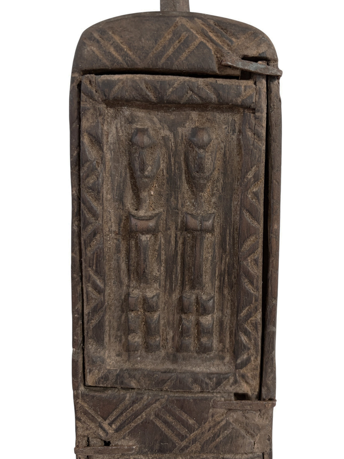 #1306 Lg  Vintage Unique Dogon Hand Carved Wooden  Box Mali 18.5" H