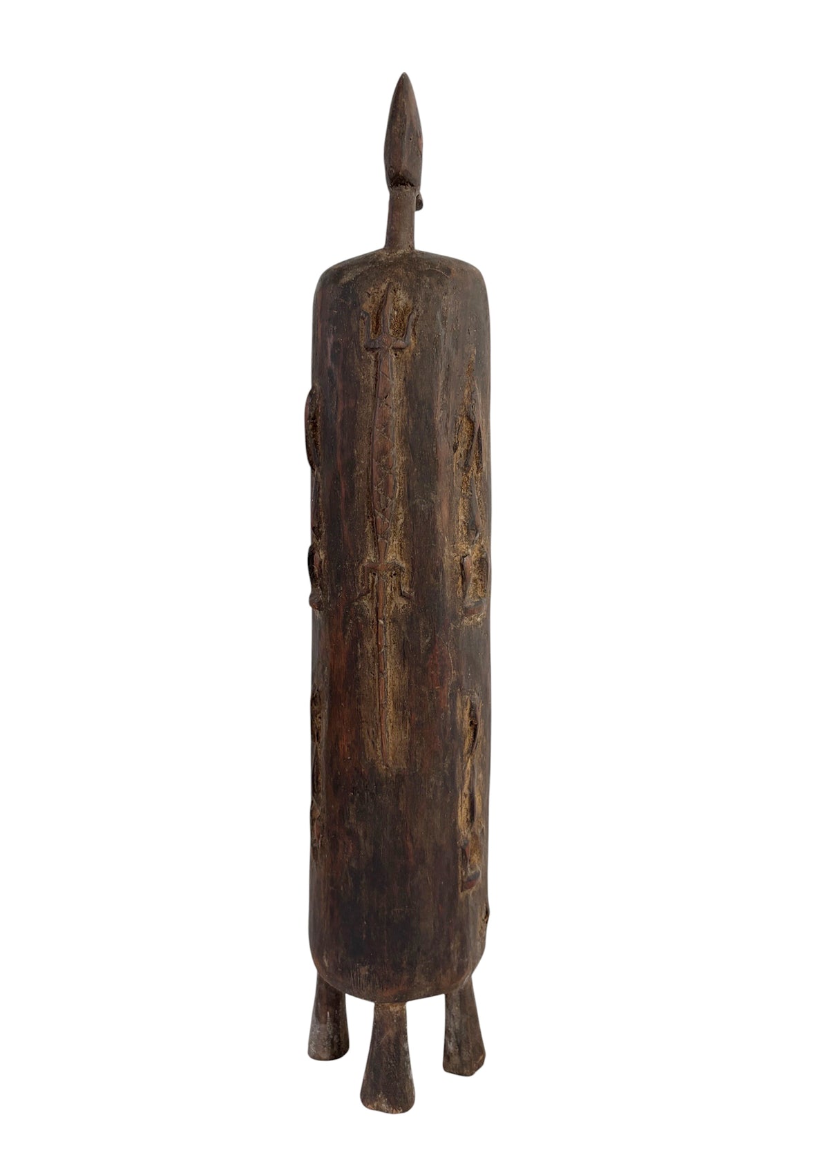 #1306 Lg  Vintage Unique Dogon Hand Carved Wooden  Box Mali 18.5" H