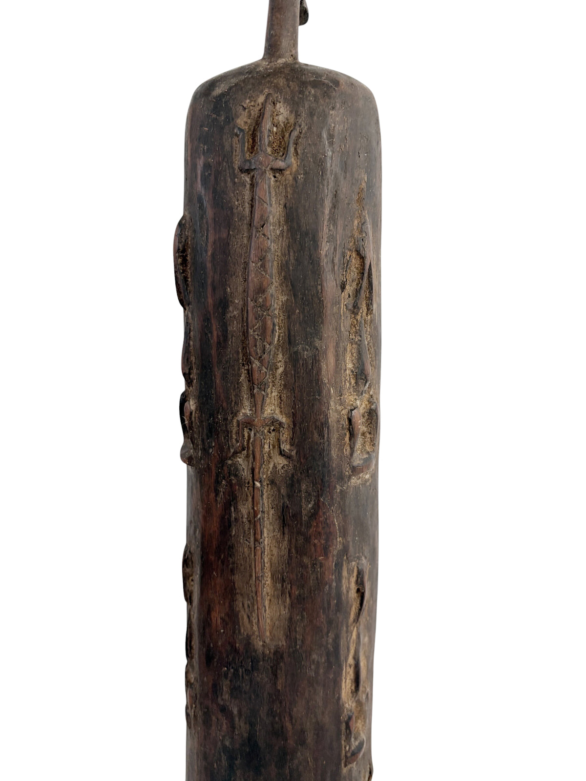 #1306 Lg  Vintage Unique Dogon Hand Carved Wooden  Box Mali 18.5" H