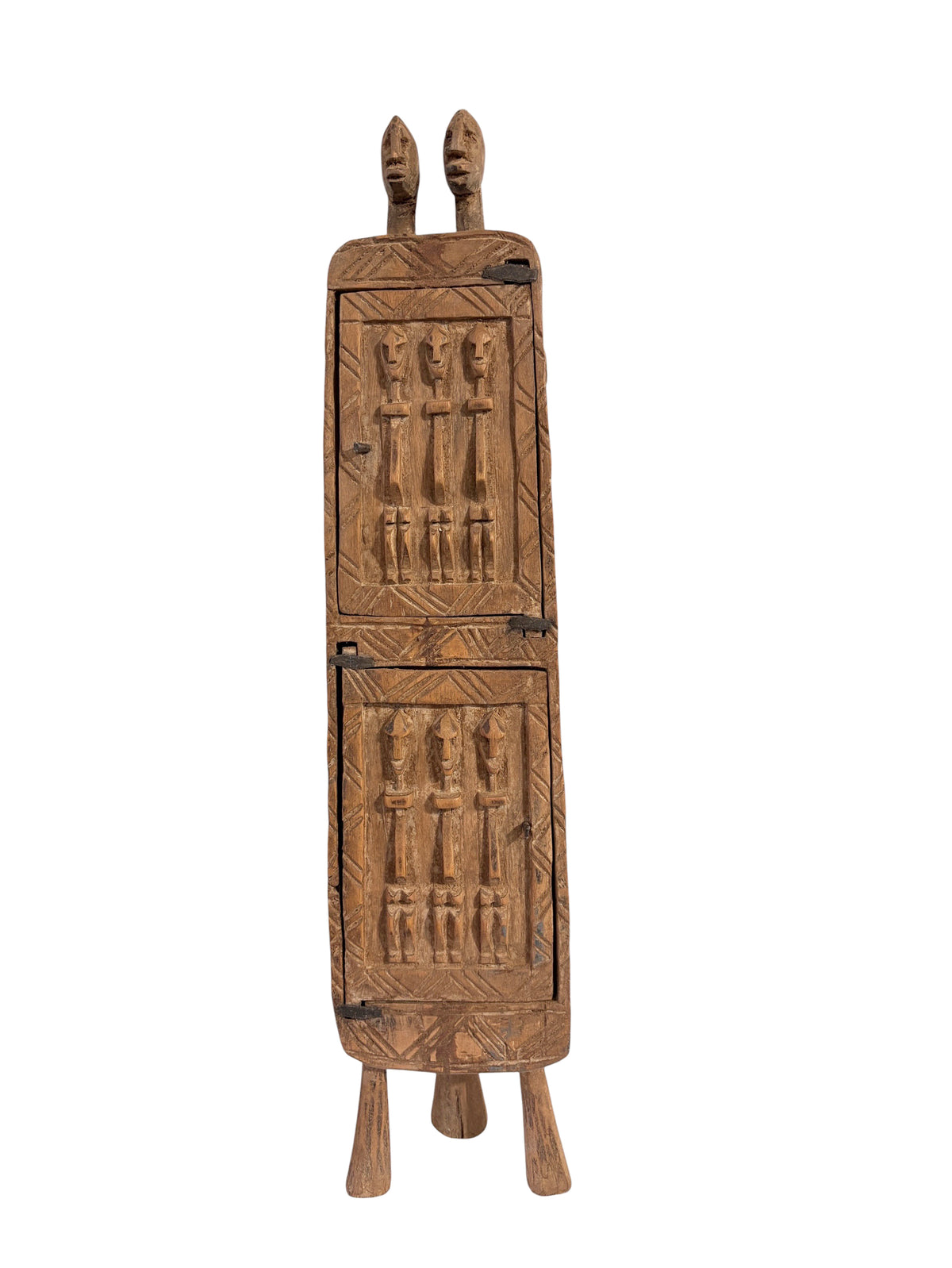#1307 Lg Vintage Unique Dogon Hand Carved Wooden  Box Mali 24" H