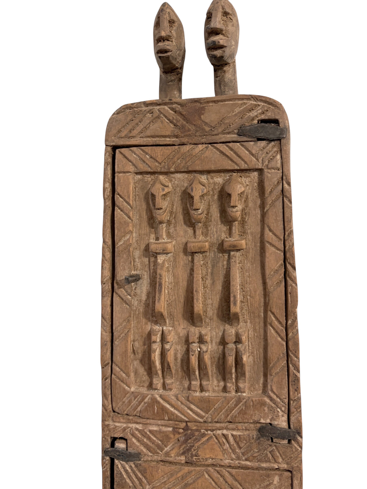 #1307 Lg Vintage Unique Dogon Hand Carved Wooden  Box Mali 24" H