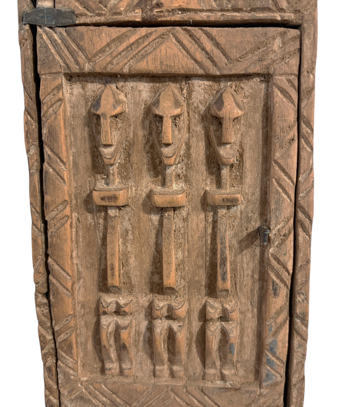 #1307 Lg Vintage Unique Dogon Hand Carved Wooden  Box Mali 24" H