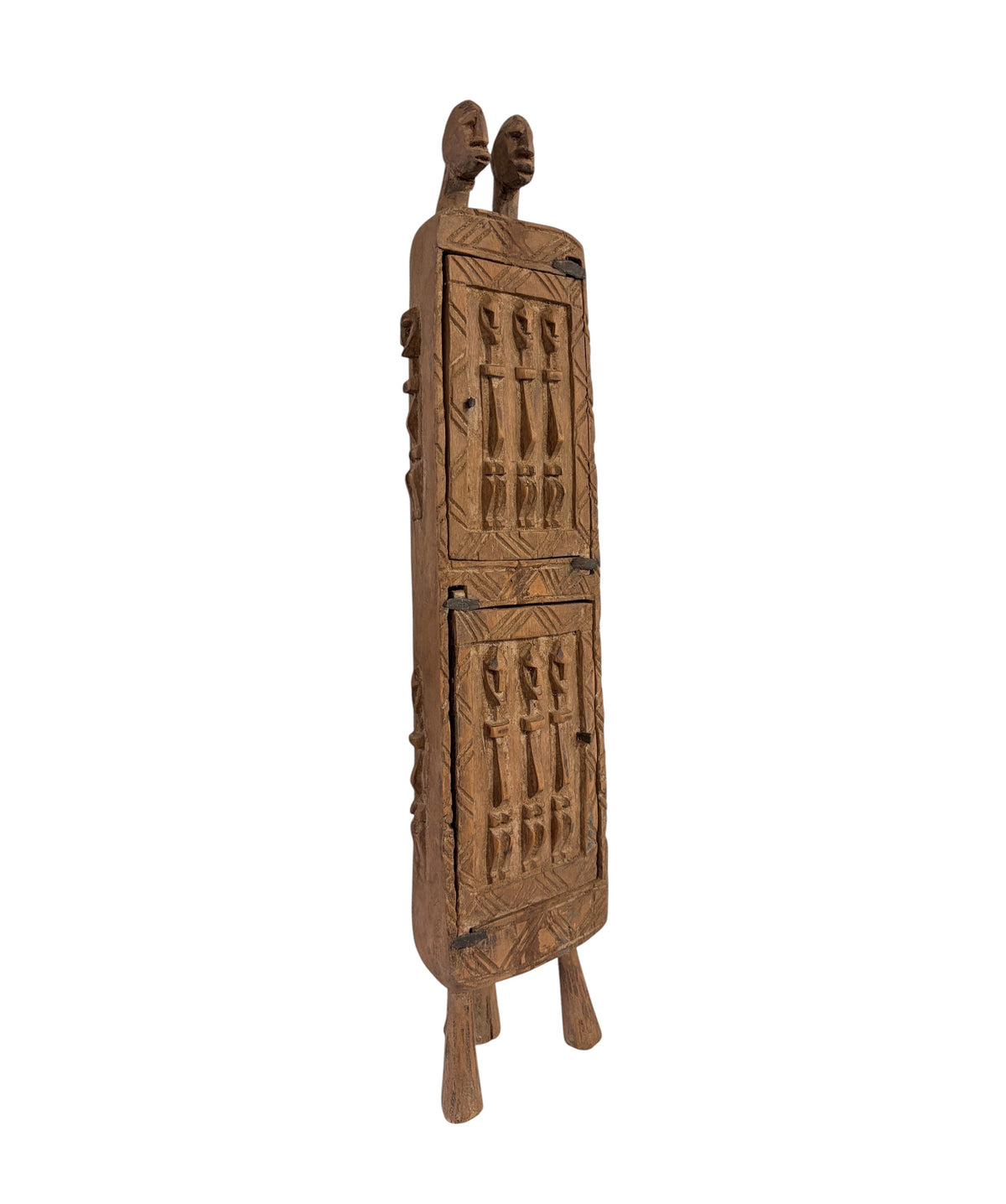#1307 Lg Vintage Unique Dogon Hand Carved Wooden  Box Mali 24" H