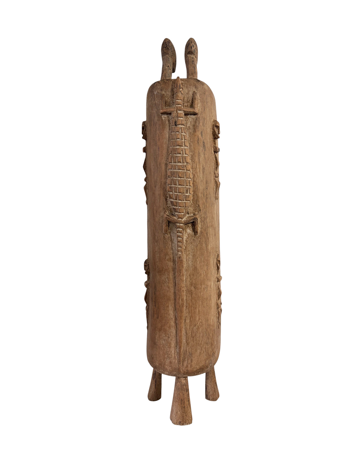 #1307 Lg Vintage Unique Dogon Hand Carved Wooden  Box Mali 24" H