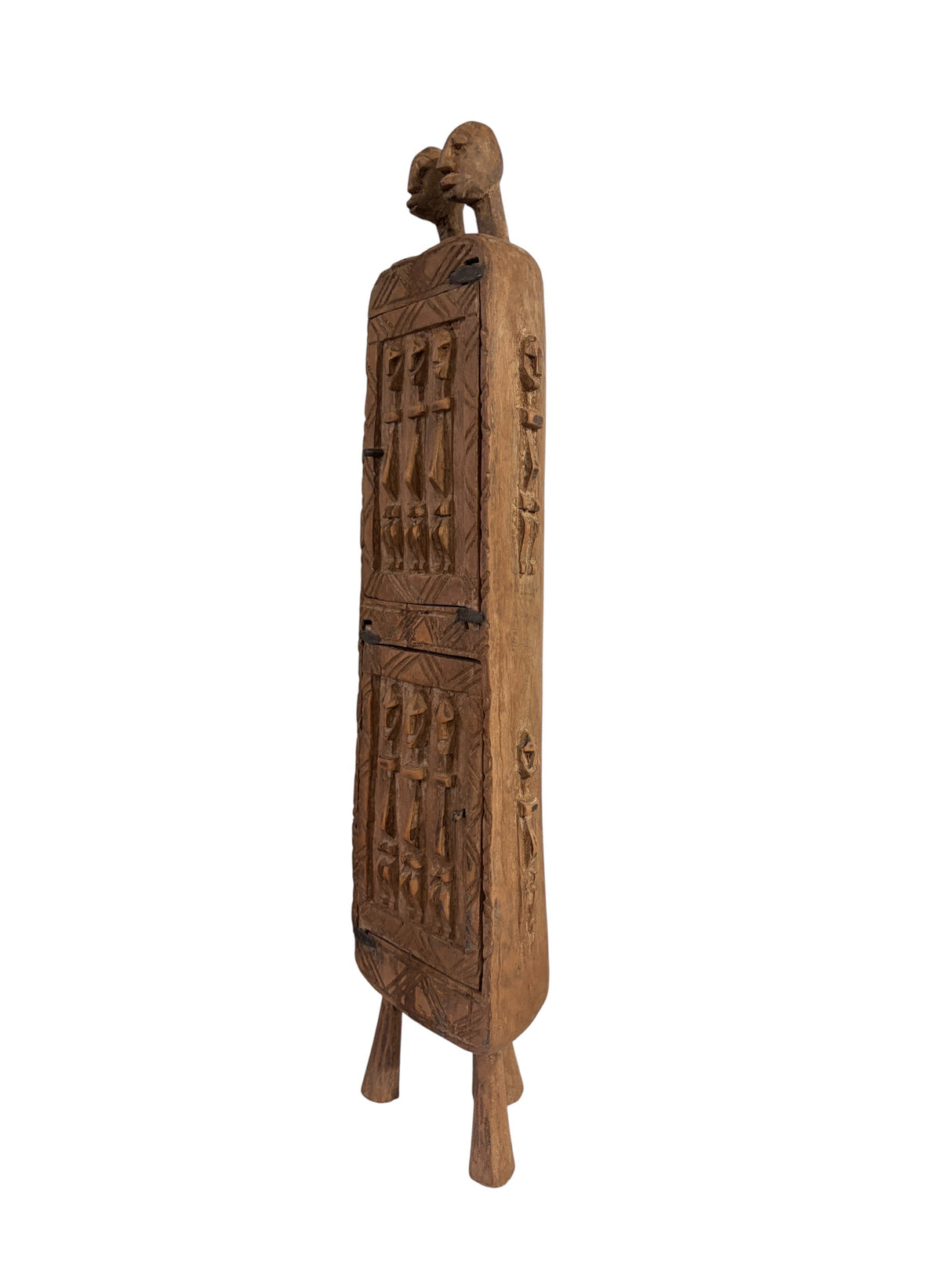 #1307 Lg Vintage Unique Dogon Hand Carved Wooden  Box Mali 24" H