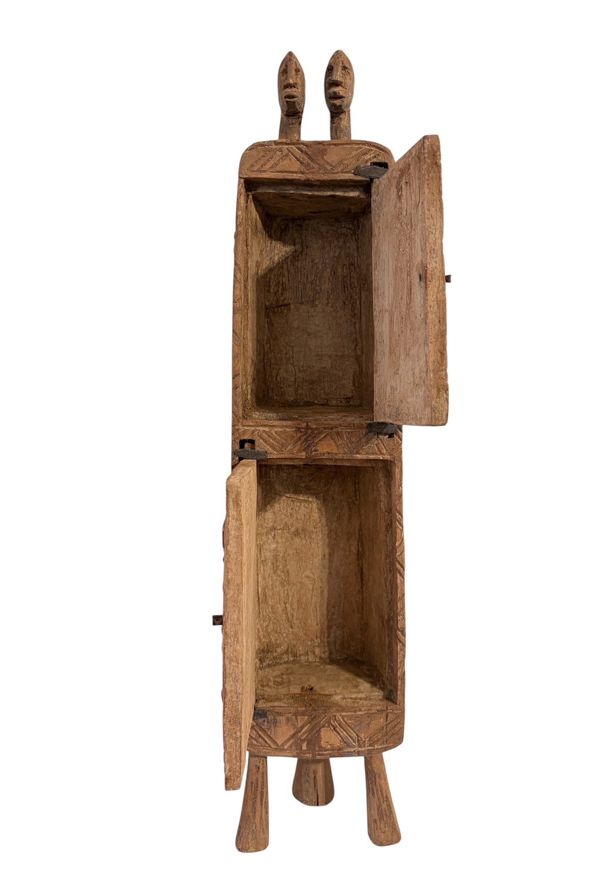#1307 Lg Vintage Unique Dogon Hand Carved Wooden  Box Mali 24" H