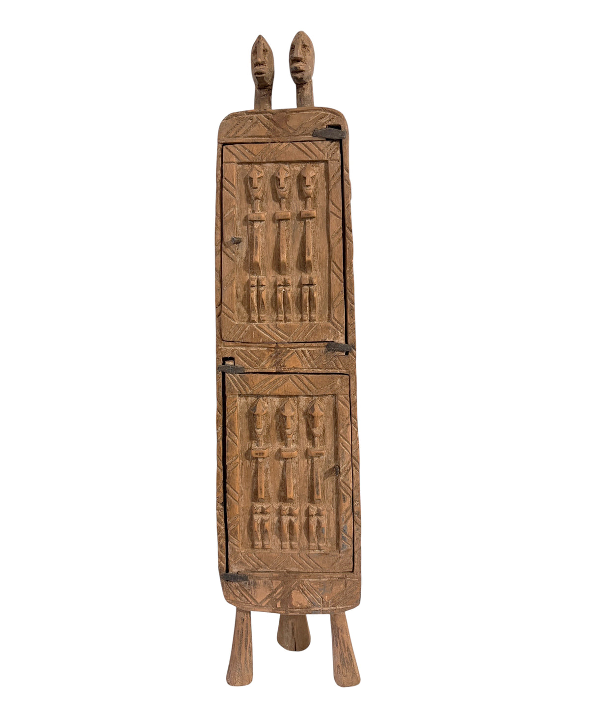 #1307 Lg Vintage Unique Dogon Hand Carved Wooden  Box Mali 24" H