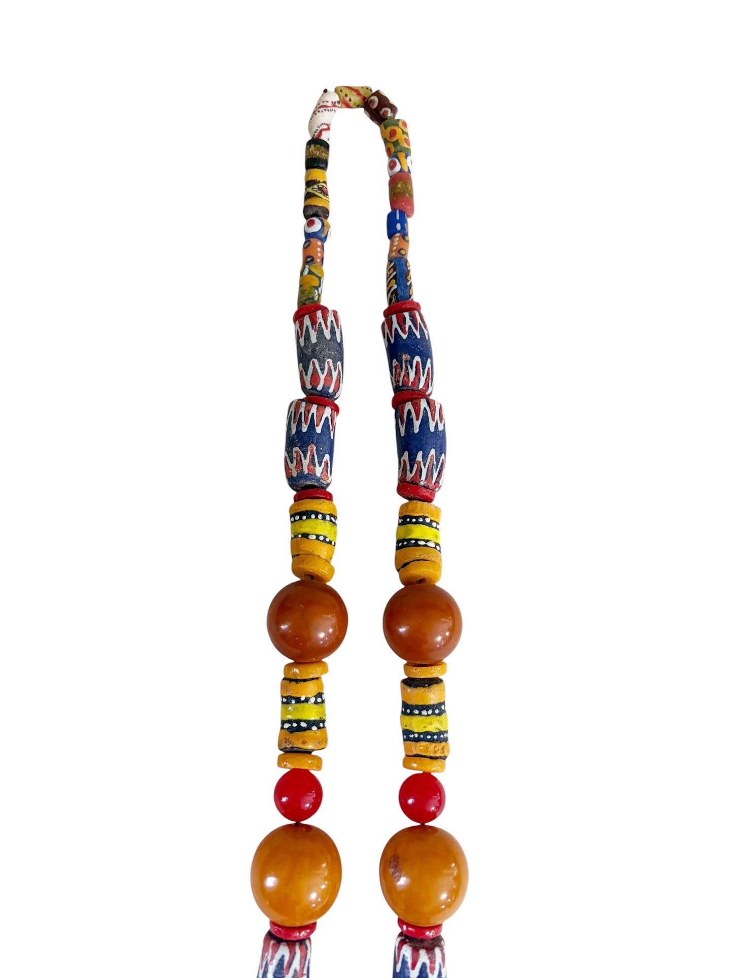 #677 Vintage  Tribal Afghan Necklace W/Coral wall Hanging 22" H