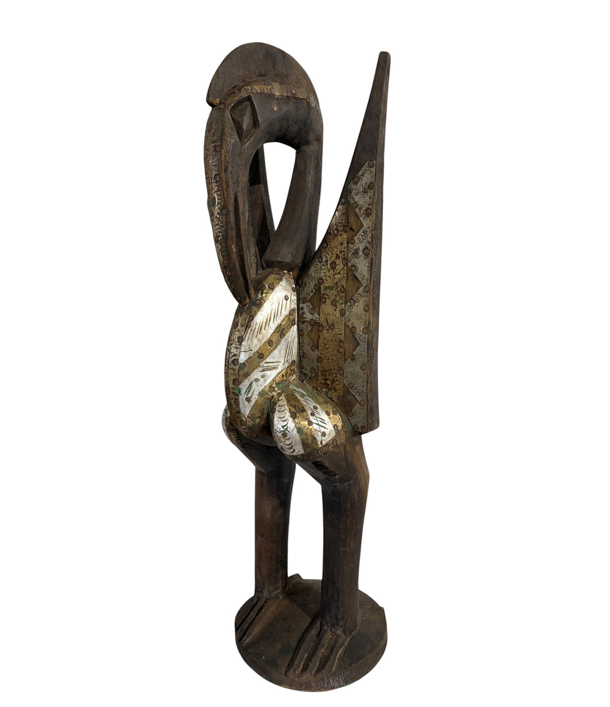 #1309 Vintage  Sculpture of Senufo Bird Statue Cote d'Ivoire 24" H