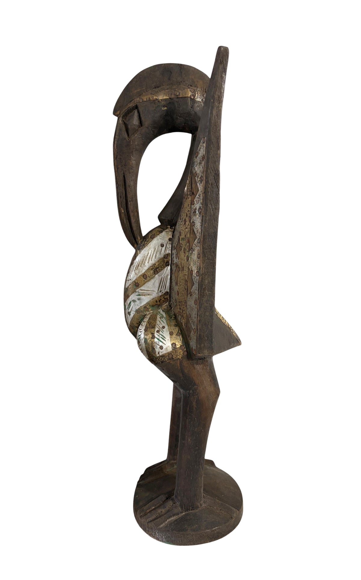 #1309 Vintage  Sculpture of Senufo Bird Statue Cote d'Ivoire 24" H