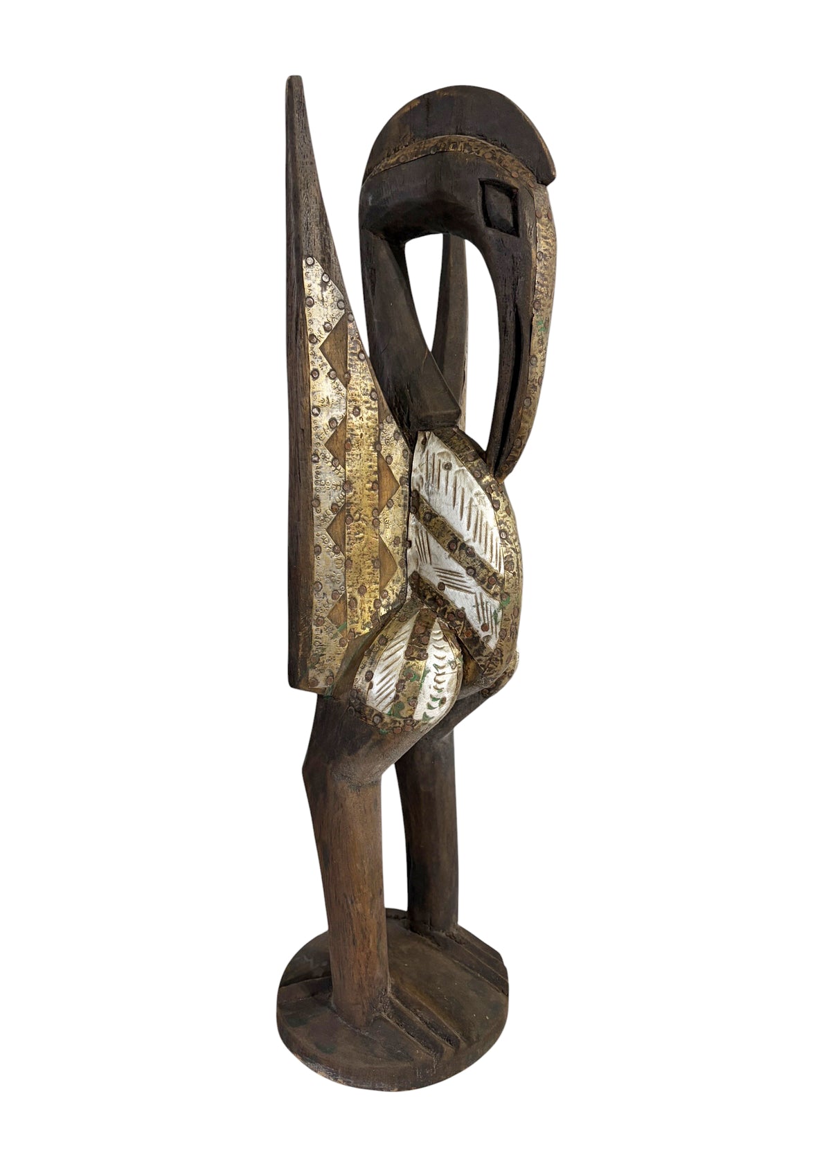 #1309 Vintage  Sculpture of Senufo Bird Statue Cote d'Ivoire 24" H