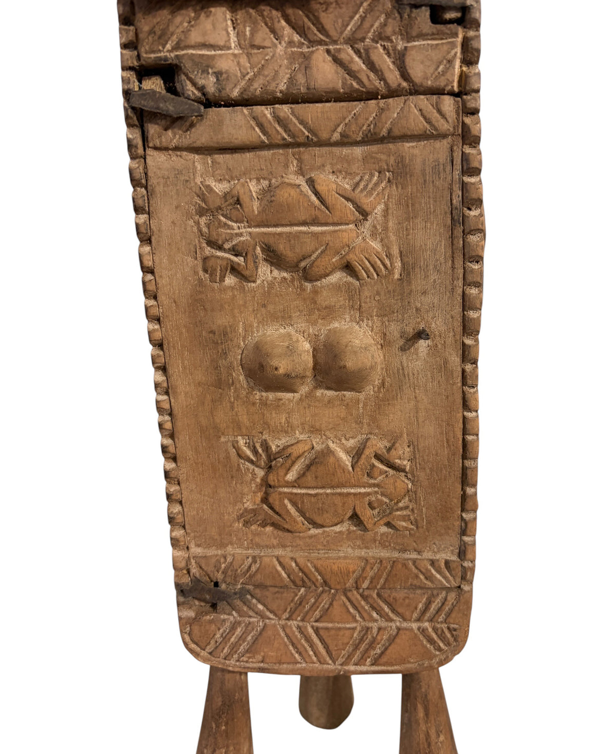 #1311 Vintage Unique Dogon Hand Carved Wooden  Box Mali 26" H