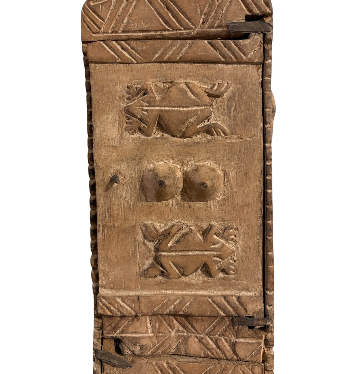 #1311 Vintage Unique Dogon Hand Carved Wooden  Box Mali 26" H