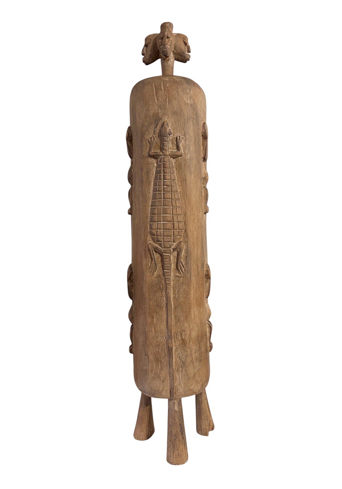 #1311 Vintage Unique Dogon Hand Carved Wooden  Box Mali 26" H