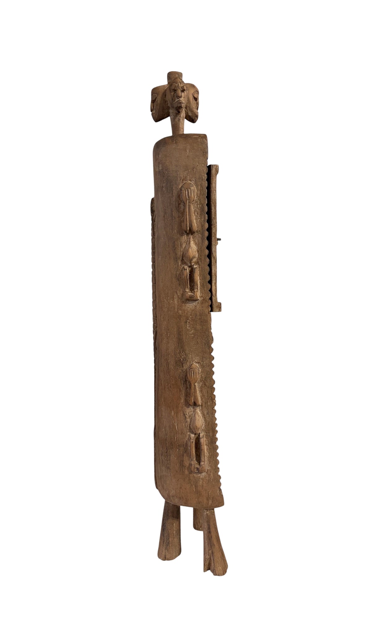 #1311 Vintage Unique Dogon Hand Carved Wooden  Box Mali 26" H