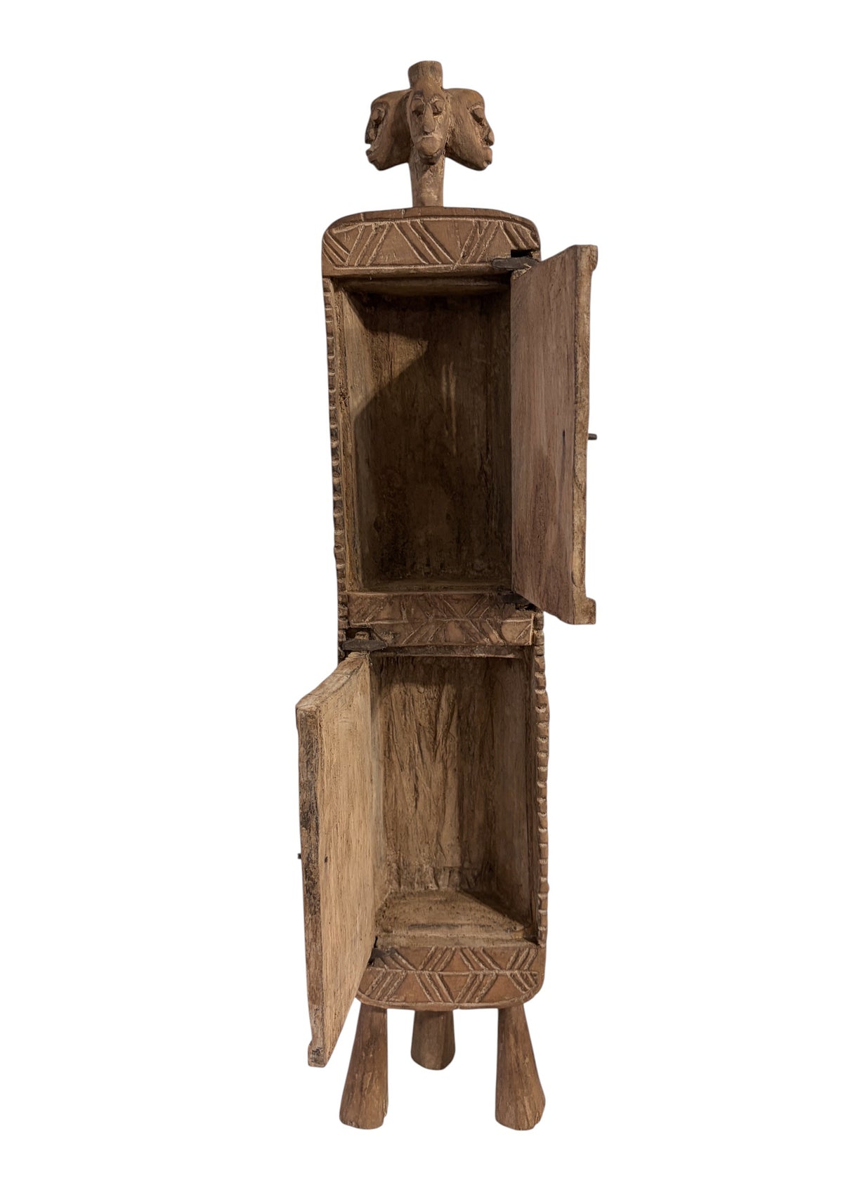 #1311 Vintage Unique Dogon Hand Carved Wooden  Box Mali 26" H