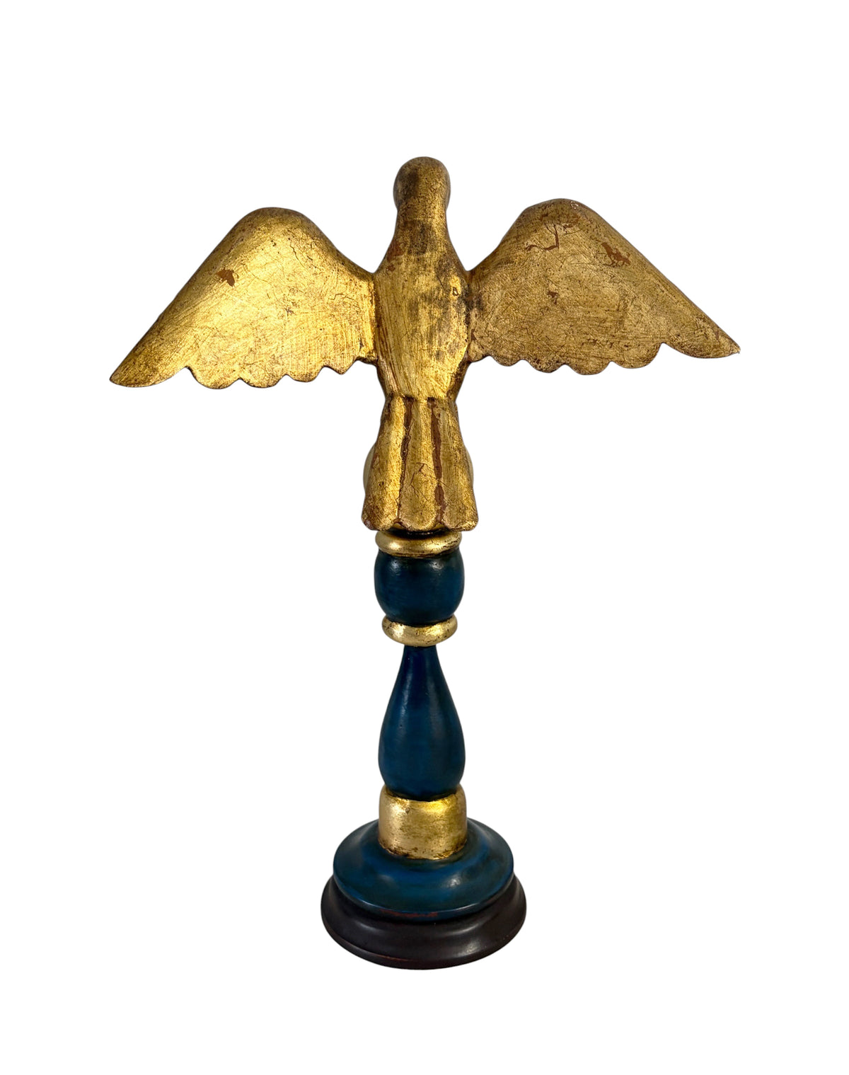 #724 Vintage European Carved Wood Bird Sculpture on Finial 14" H