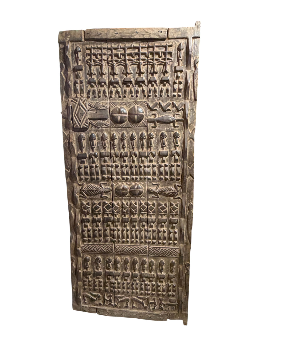 #1317  Vintage  Dogon Granary Door With Crocodiles /figures Mali African 74" H