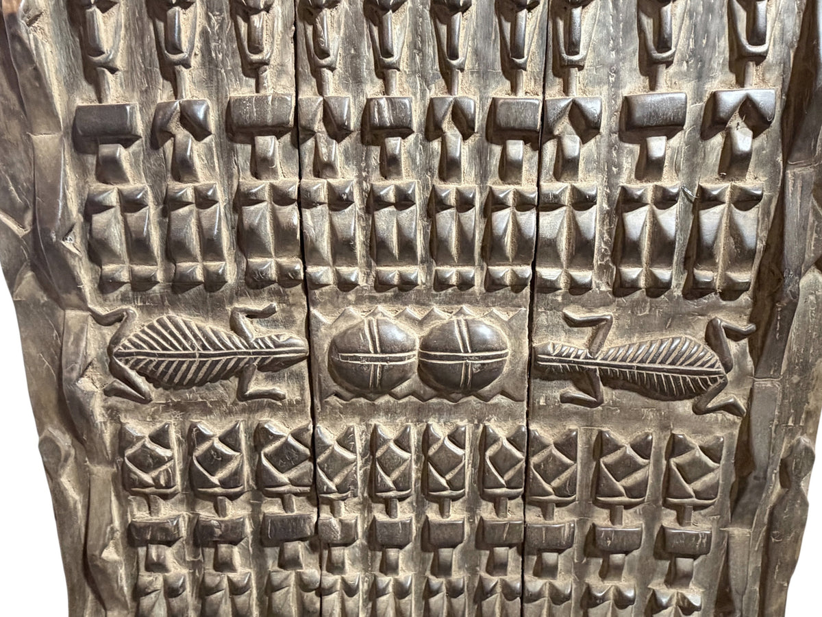 #1317  Vintage  Dogon Granary Door With Crocodiles /figures Mali African 74" H