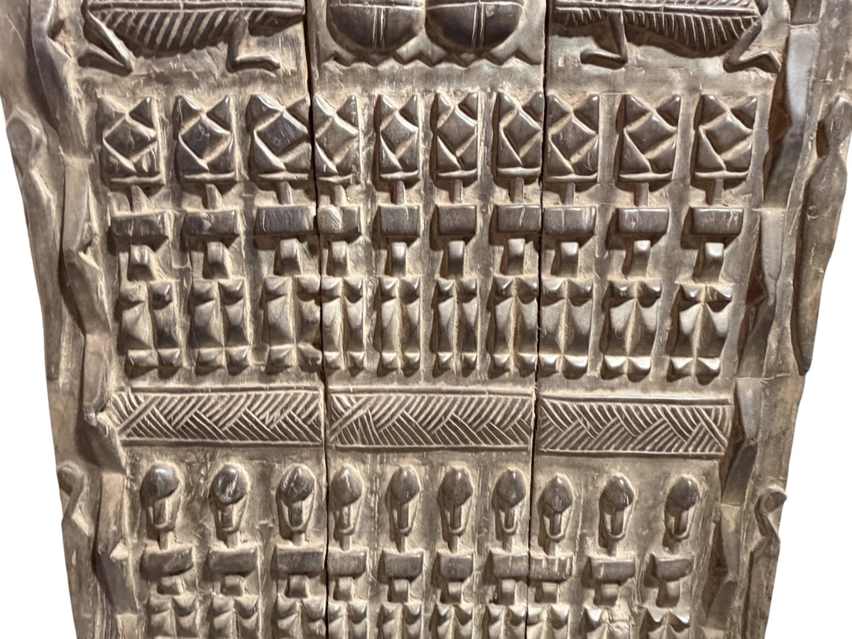 #1317  Vintage  Dogon Granary Door With Crocodiles /figures Mali African 74" H