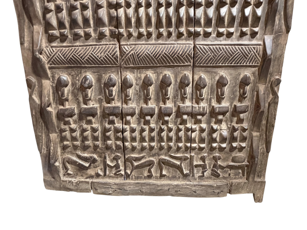 #1317  Vintage  Dogon Granary Door With Crocodiles /figures Mali African 74" H