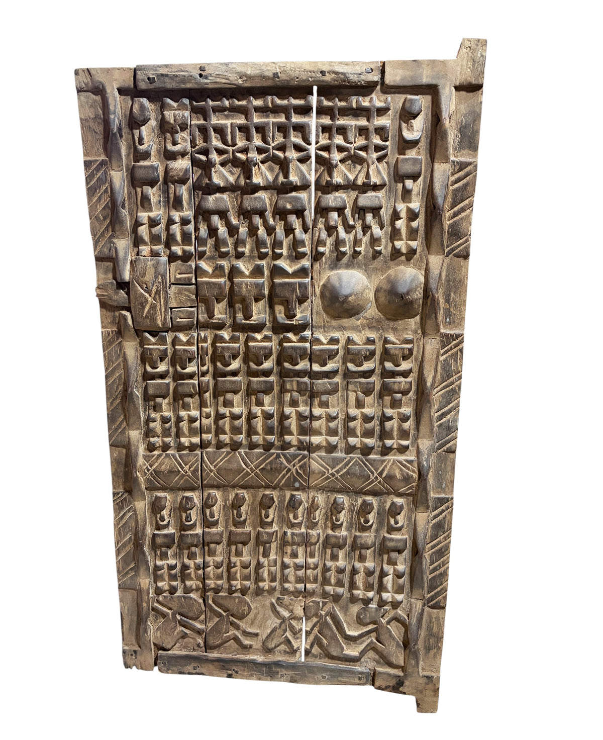 #1319  Vintage  Dogon Granary Door With Nommo Ancestors  Mali African 48" H