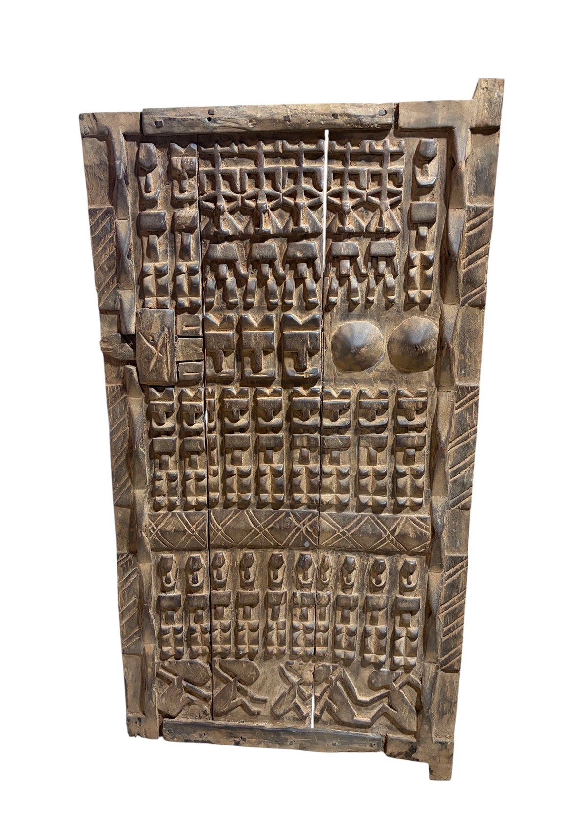 #1319  Vintage  Dogon Granary Door With Nommo Ancestors  Mali African 48" H