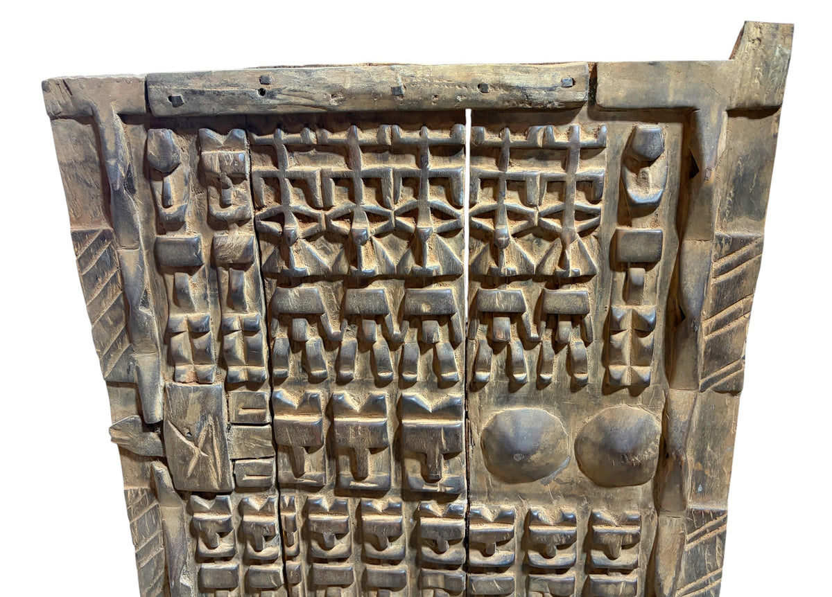 #1319  Vintage  Dogon Granary Door With Nommo Ancestors  Mali African 48" H