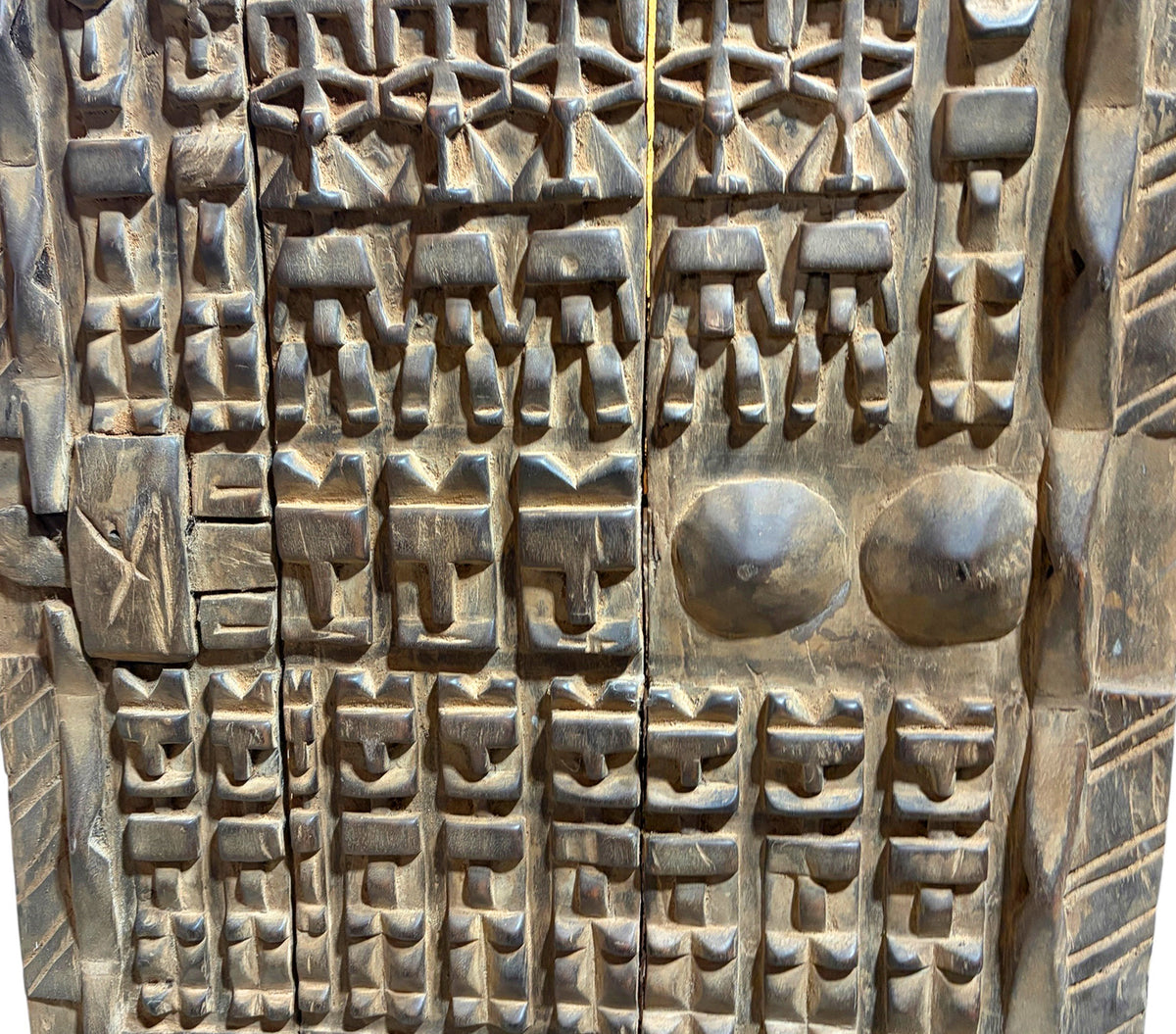 #1319  Vintage  Dogon Granary Door With Nommo Ancestors  Mali African 48" H